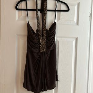 Stunning Sky top with leopard rhinestones